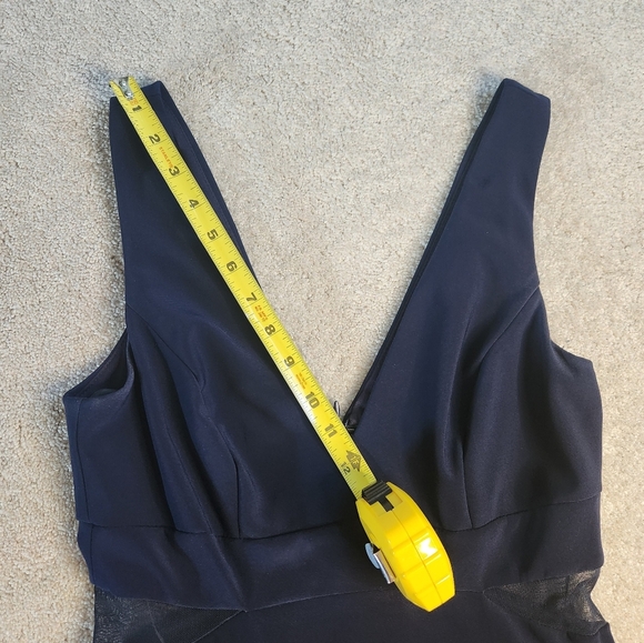 Xscape Navy Backless Dress with Floral Design - Picture 11 of 12